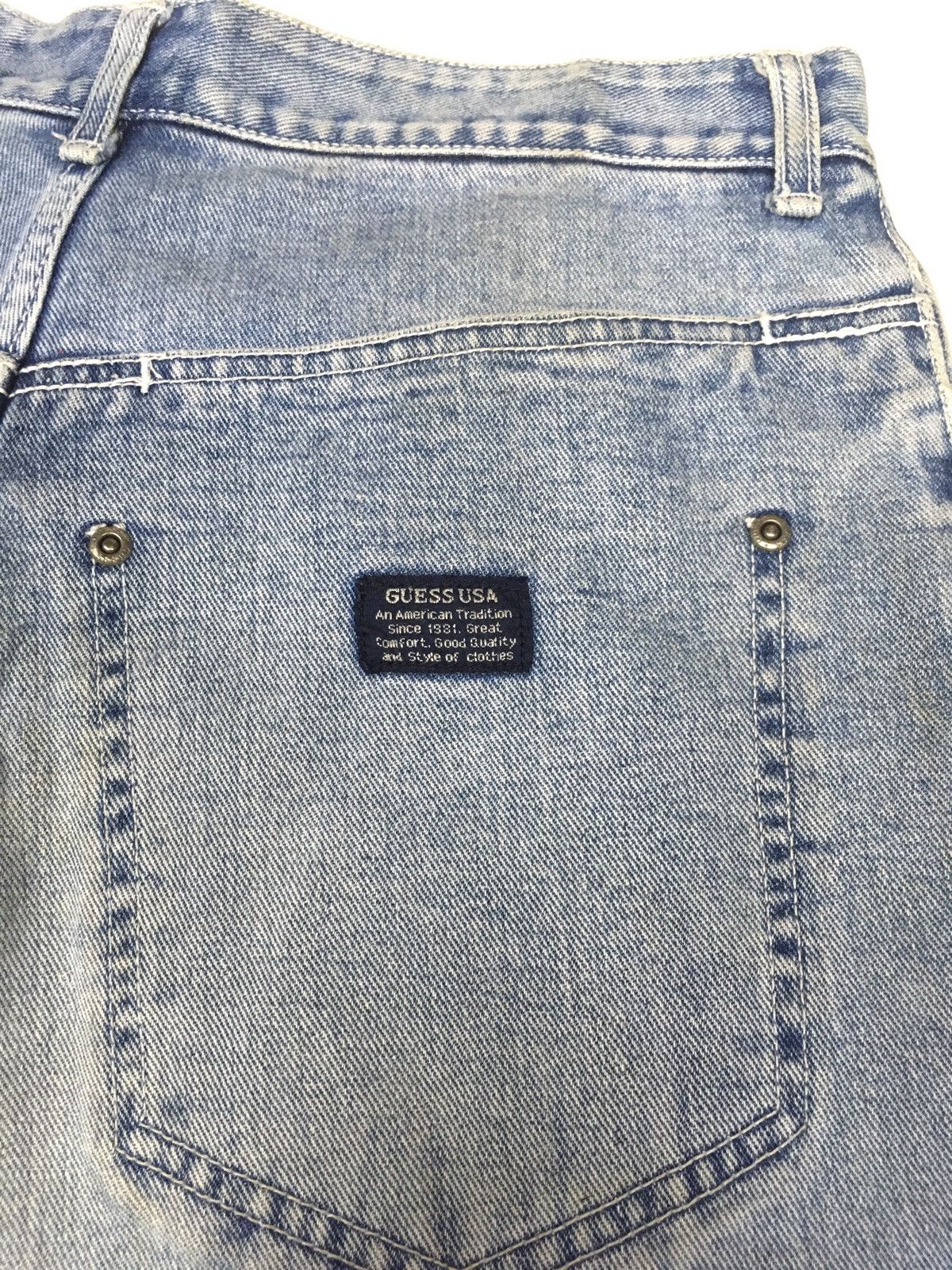 Guess × Vintage Vintage 80s guess blue wash distressed denim Size US 30 / EU 46 - 11 Thumbnail
