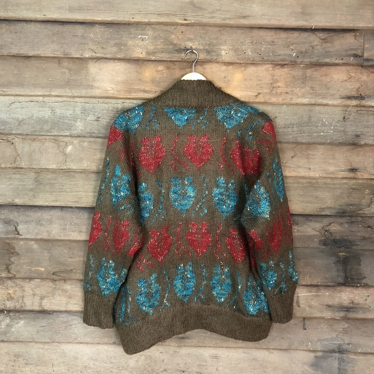 Vintage DLL Anjou Roze vintage Brown art cardigan Knitwear #c1150 Size US M / EU 48-50 / 2 - 11 Thumbnail