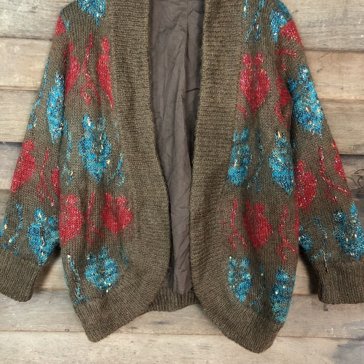 Vintage DLL Anjou Roze vintage Brown art cardigan Knitwear #c1150 Size US M / EU 48-50 / 2 - 8 Thumbnail