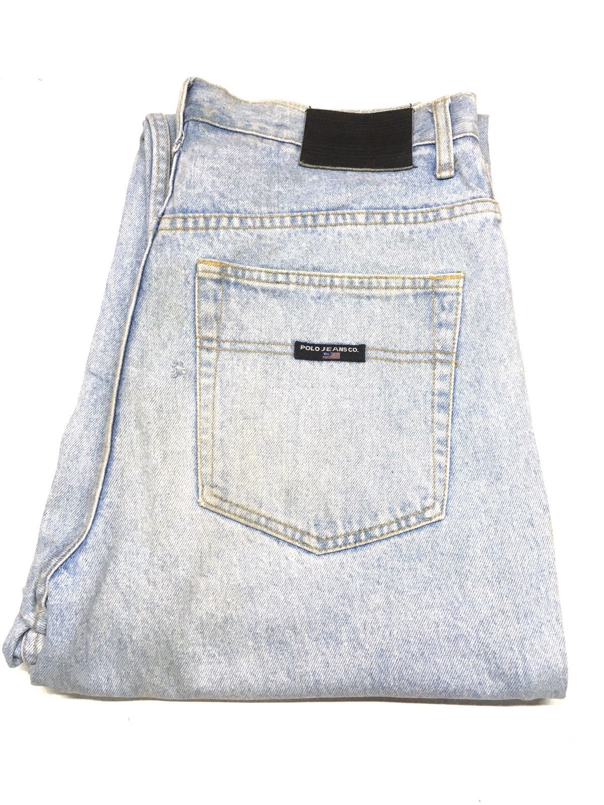 Polo Ralph Lauren × Vintage Vintage polo jeans light blue wash distressed denim Size US 33 - 1 Thumbnail