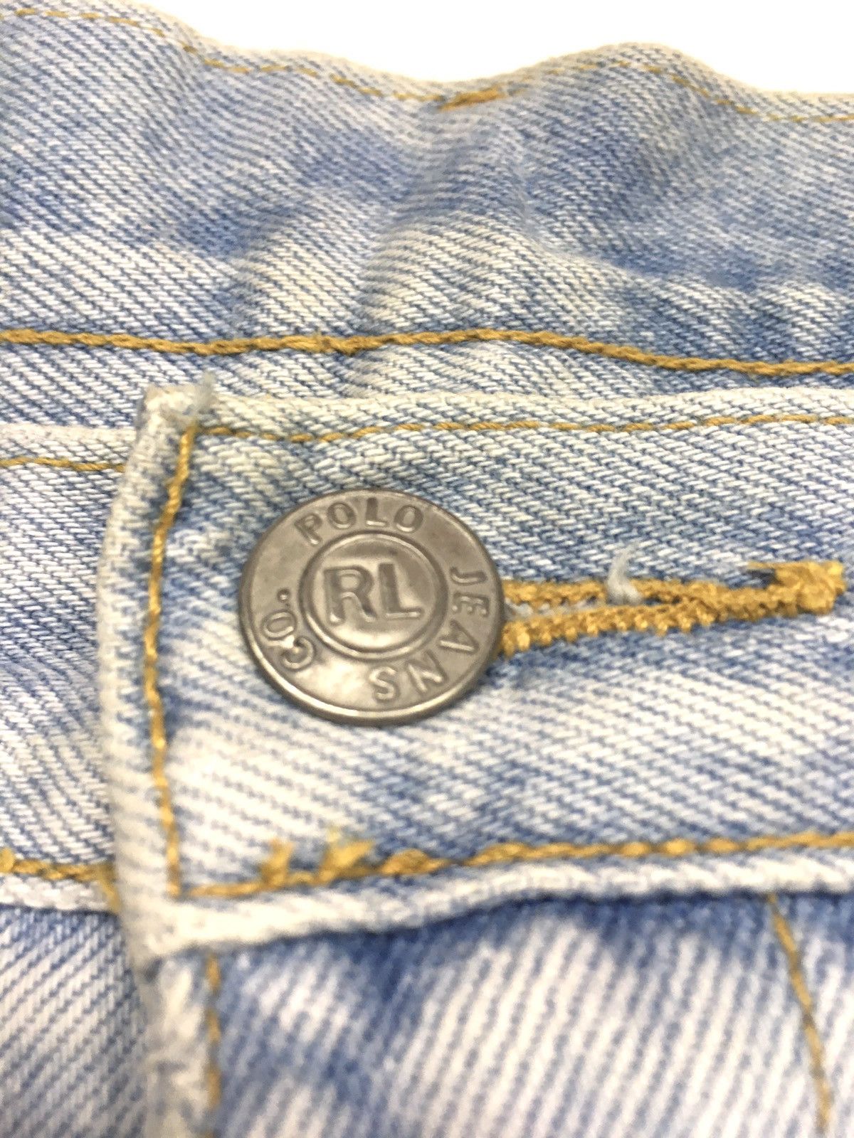 Polo Ralph Lauren × Vintage Vintage polo jeans light blue wash distressed denim Size US 33 - 10 Thumbnail