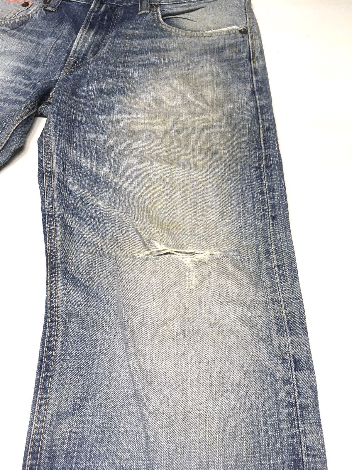 Edwin × Vintage vintage selvedge Edwin light blue wash distressed denim Size US 35 - 7 Thumbnail