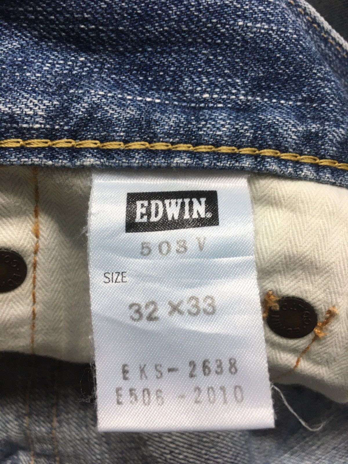 Edwin × Vintage vintage selvedge Edwin light blue wash distressed denim Size US 35 - 13 Thumbnail