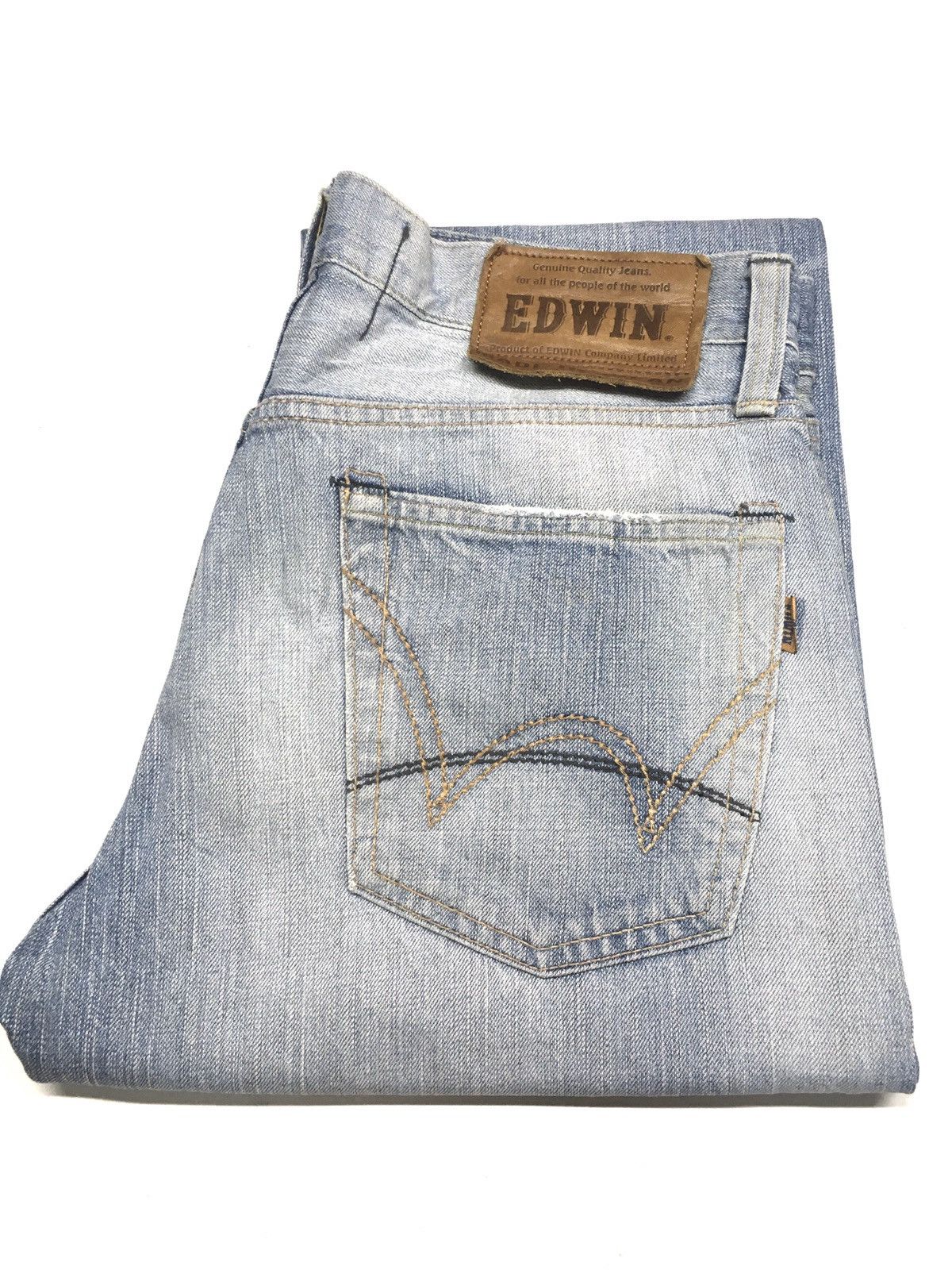 Edwin × Vintage vintage selvedge Edwin light blue wash distressed denim Size US 35 - 1 Thumbnail