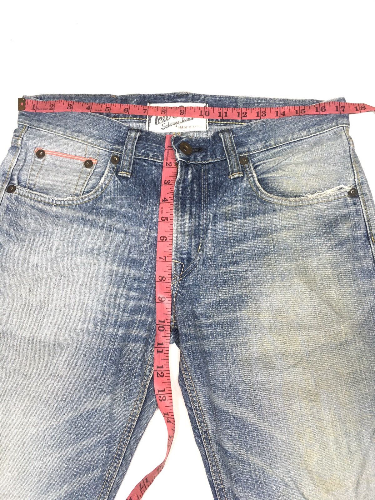 Edwin × Vintage vintage selvedge Edwin light blue wash distressed denim Size US 35 - 3 Thumbnail