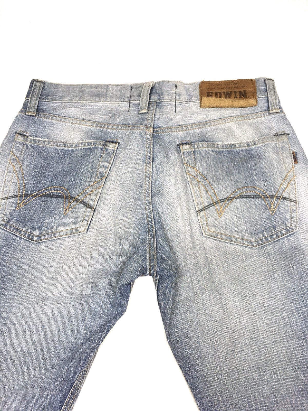 Edwin × Vintage vintage selvedge Edwin light blue wash distressed denim Size US 35 - 6 Thumbnail