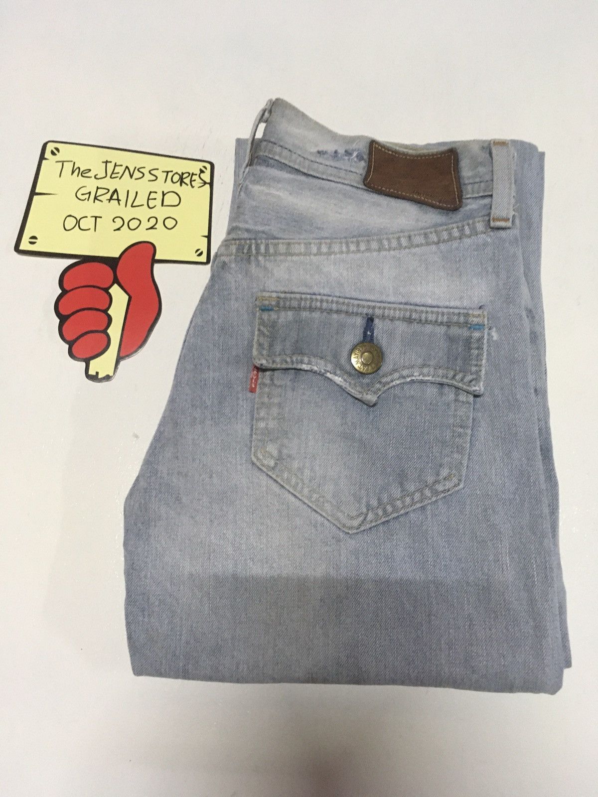 Levi's × Vintage vintage 90s Levi’s repro patmay1873 selvage blue wash denim Size US 28 / EU 44 - 1 Thumbnail