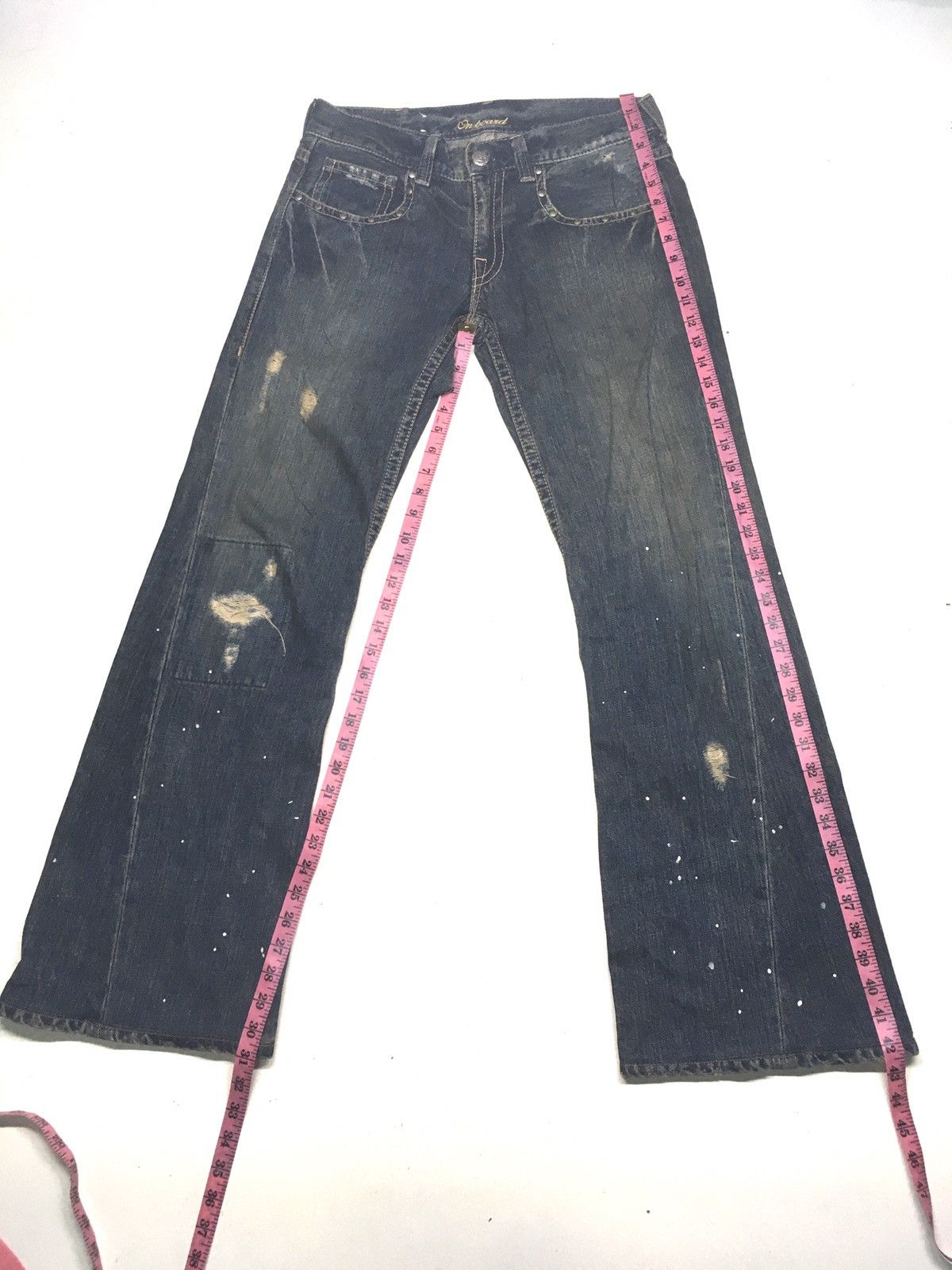 Japanese Brand FLARE🔥On board distressed boot cut denim made in Japan 🇯🇵 Size US 32 / EU 48 - 2 Thumbnail