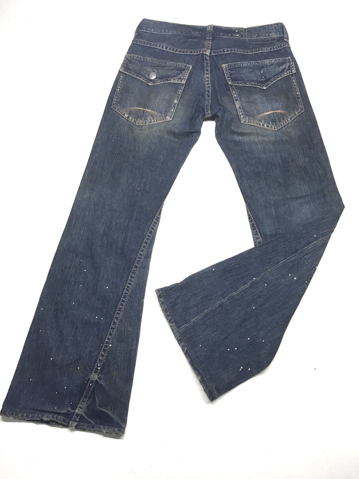 Japanese Brand FLARE🔥On board distressed boot cut denim made in Japan 🇯🇵 Size US 32 / EU 48 - 11 Thumbnail