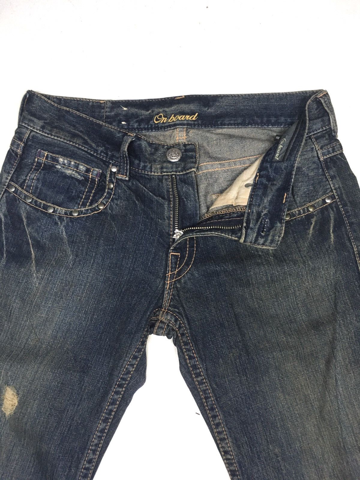 Japanese Brand FLARE🔥On board distressed boot cut denim made in Japan 🇯🇵 Size US 32 / EU 48 - 6 Thumbnail