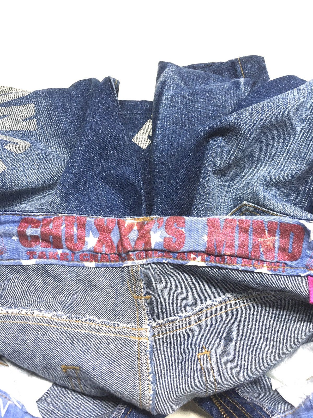 Japanese Brand Chu xxx’s mind spell out big cross bone denim Size US 28 / EU 44 - 13 Thumbnail