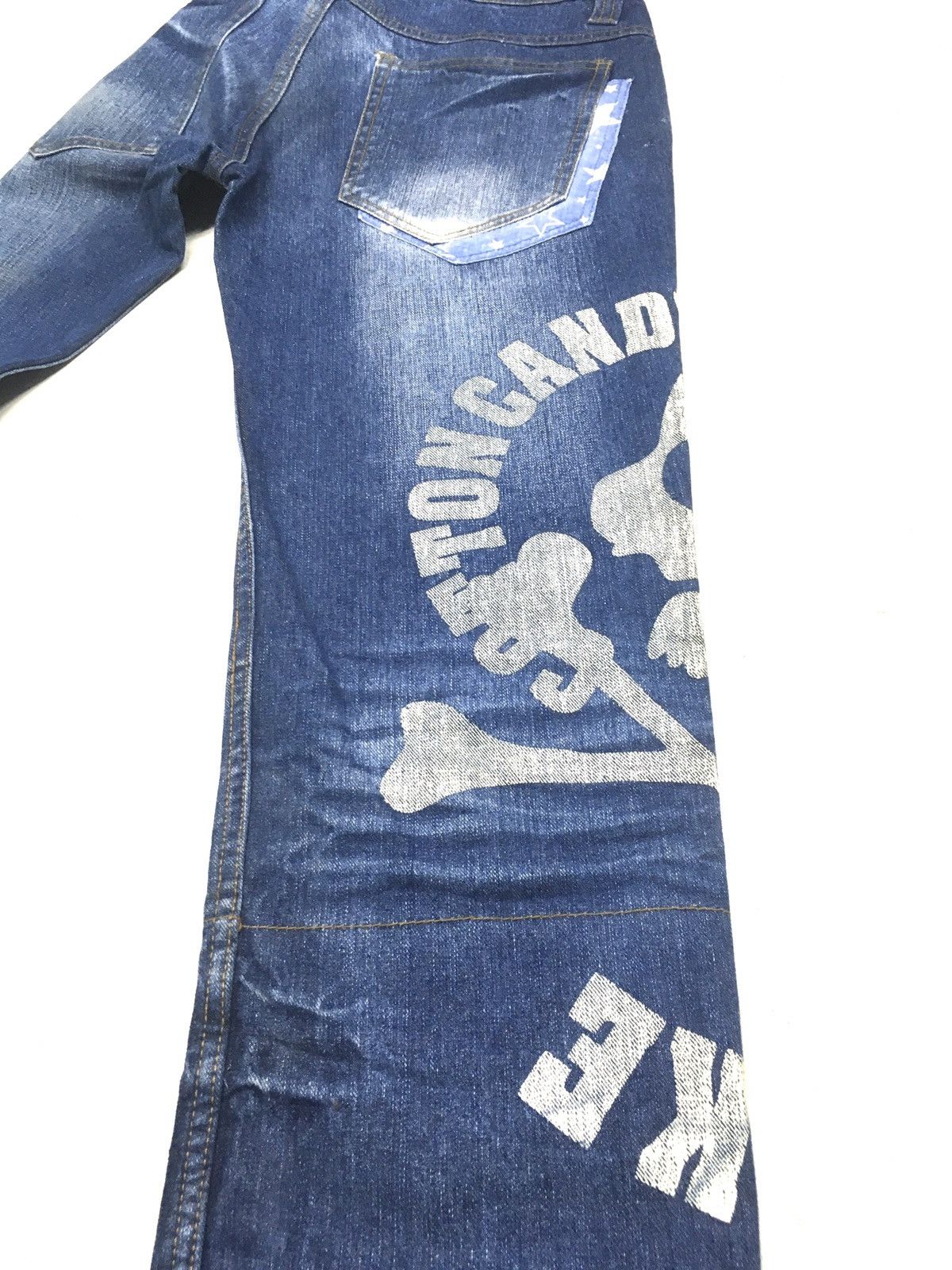 Japanese Brand Chu xxx’s mind spell out big cross bone denim Size US 28 / EU 44 - 9 Thumbnail