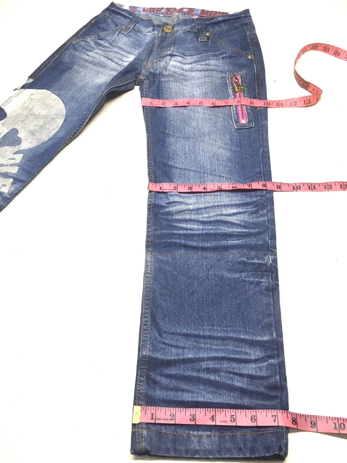 Japanese Brand Chu xxx’s mind spell out big cross bone denim Size US 28 / EU 44 - 3 Thumbnail