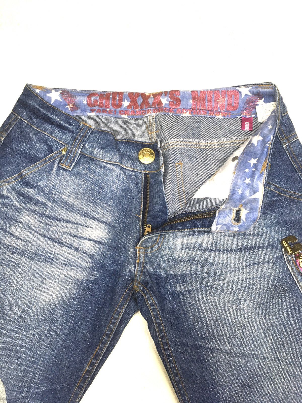 Japanese Brand Chu xxx’s mind spell out big cross bone denim Size US 28 / EU 44 - 6 Thumbnail