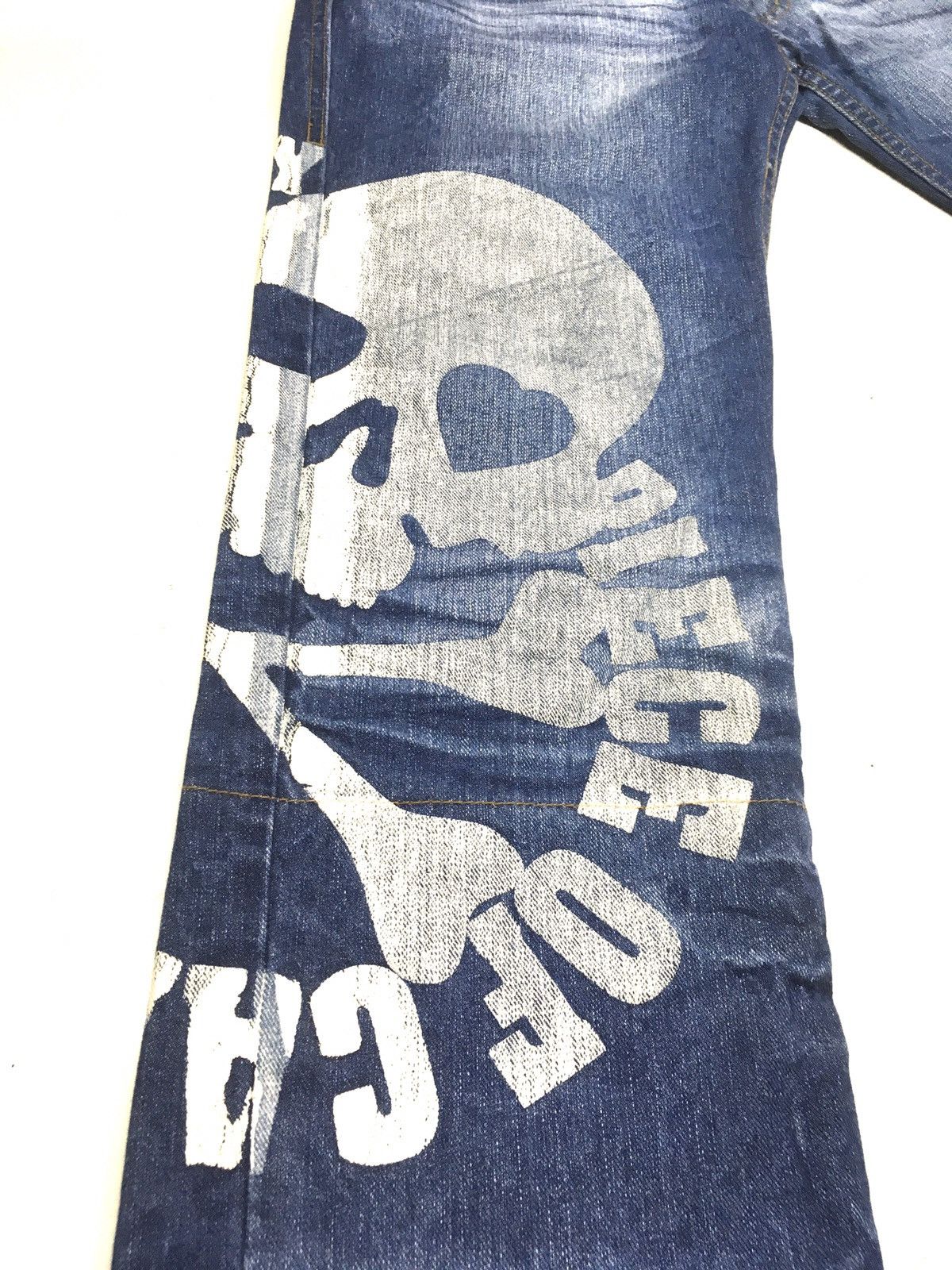 Japanese Brand Chu xxx’s mind spell out big cross bone denim Size US 28 / EU 44 - 10 Thumbnail