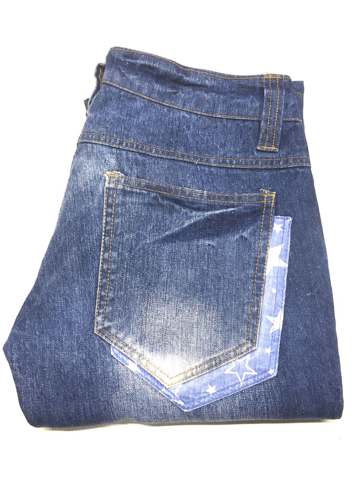 image of Distressed Denim Chu Xxx’S Mind Spell Out Big Cross Bone Denim in Blue, Men's (Size 28)