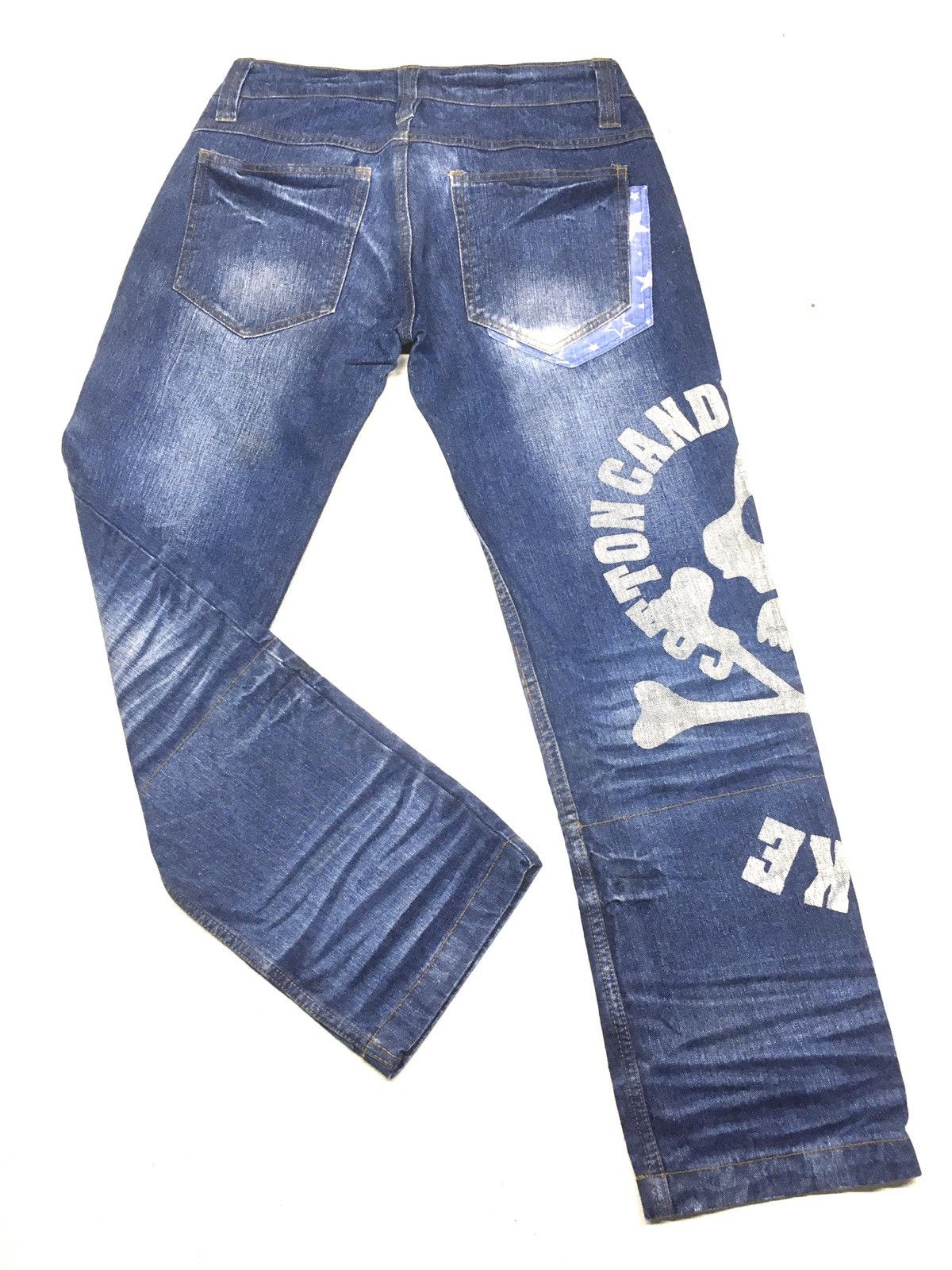 Japanese Brand Chu xxx’s mind spell out big cross bone denim Size US 28 / EU 44 - 5 Thumbnail