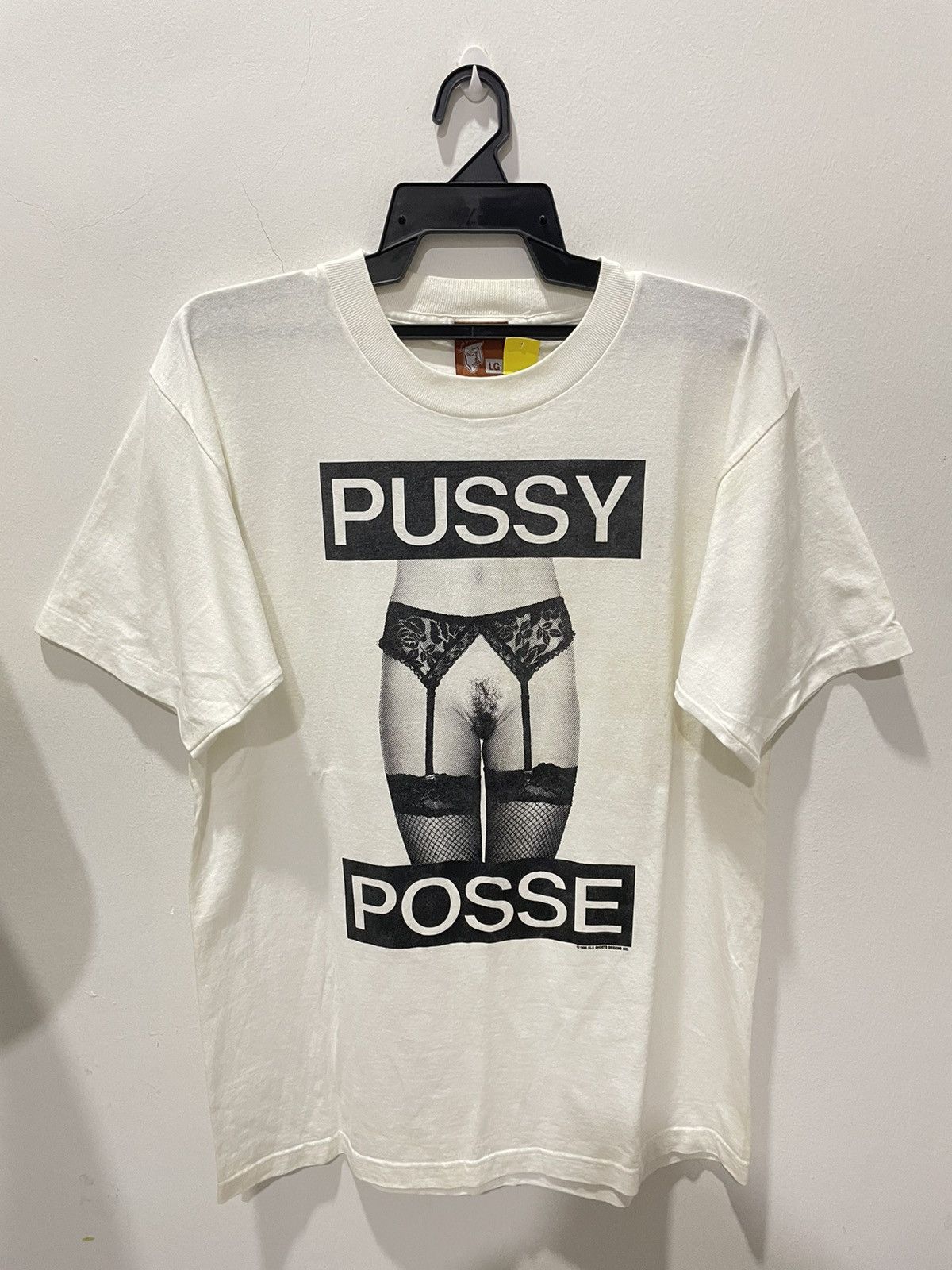 image of Vintage Old Ghost Design John Grigley Pussy Posse Skate Punk in White, Men's (Size Large)