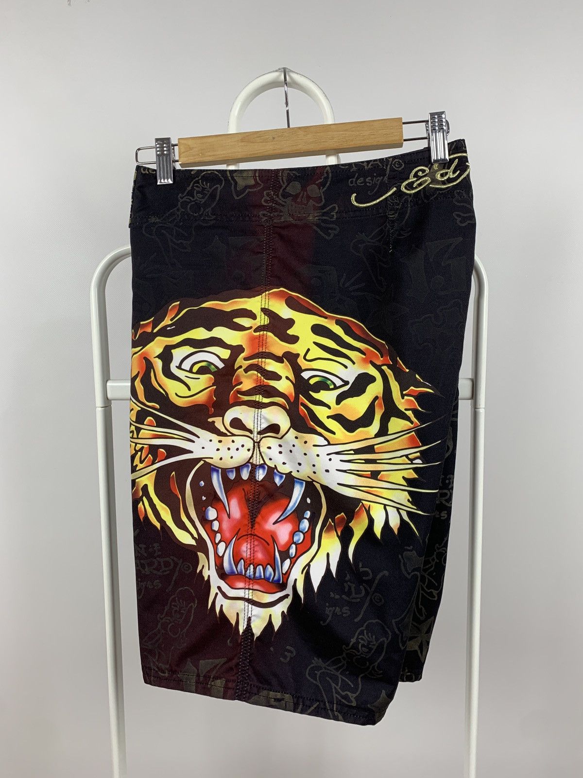 Christian Audigier Vintage Ed Hardy Faded Black Tiger Swimming Shorts Size US 32 / EU 48 - 3 Thumbnail