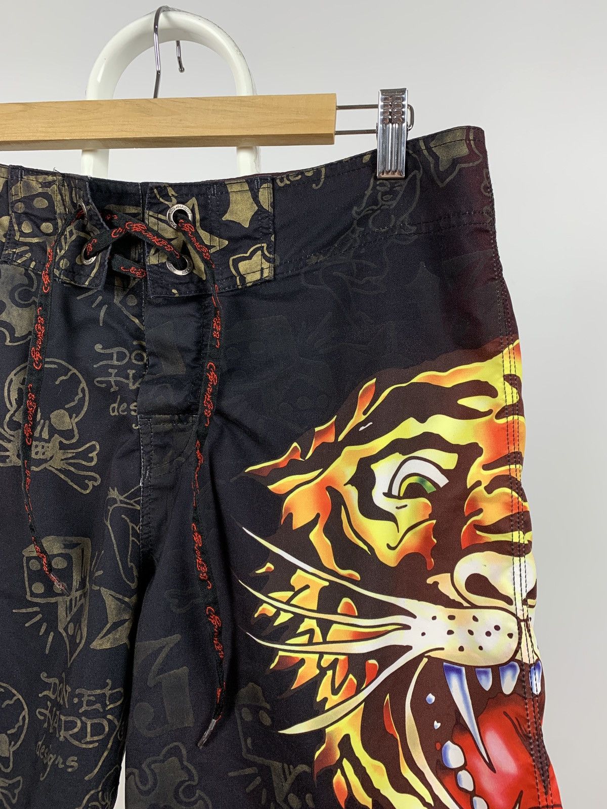 Christian Audigier Vintage Ed Hardy Faded Black Tiger Swimming Shorts Size US 32 / EU 48 - 4 Thumbnail
