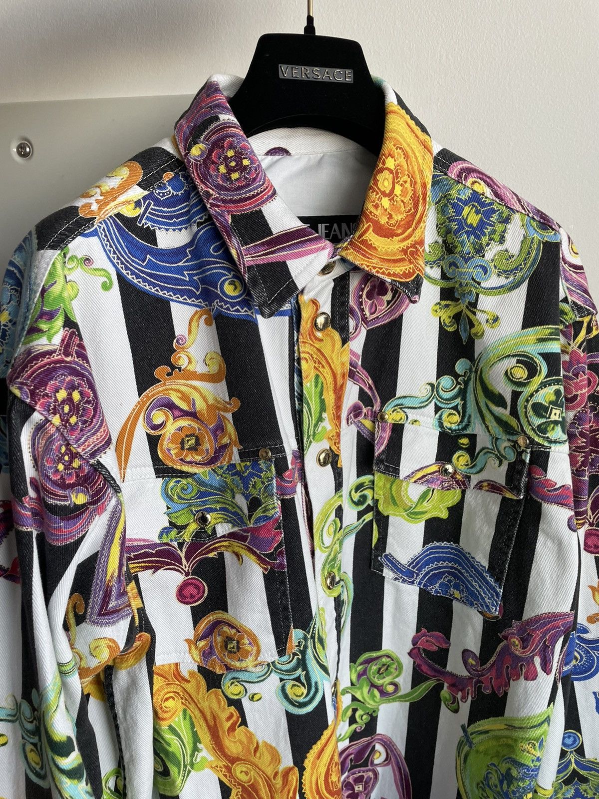 Versace × Versace Jeans Couture × Versus Versace Rare Brand NEW Runway Iconic Versace Print Denim Jacket Size US XL / EU 56 / 4 - 14 Thumbnail
