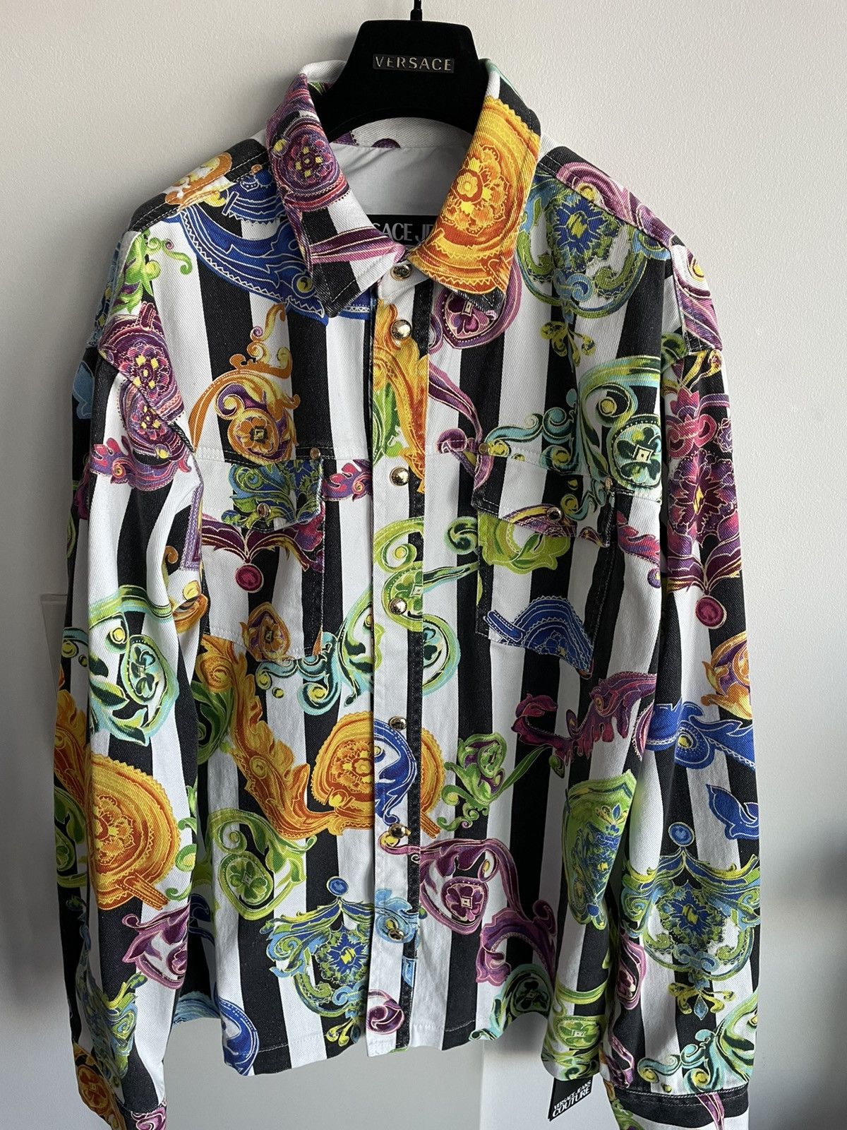 Versace × Versace Jeans Couture × Versus Versace Rare Brand NEW Runway Iconic Versace Print Denim Jacket Size US XL / EU 56 / 4 - 22 Thumbnail