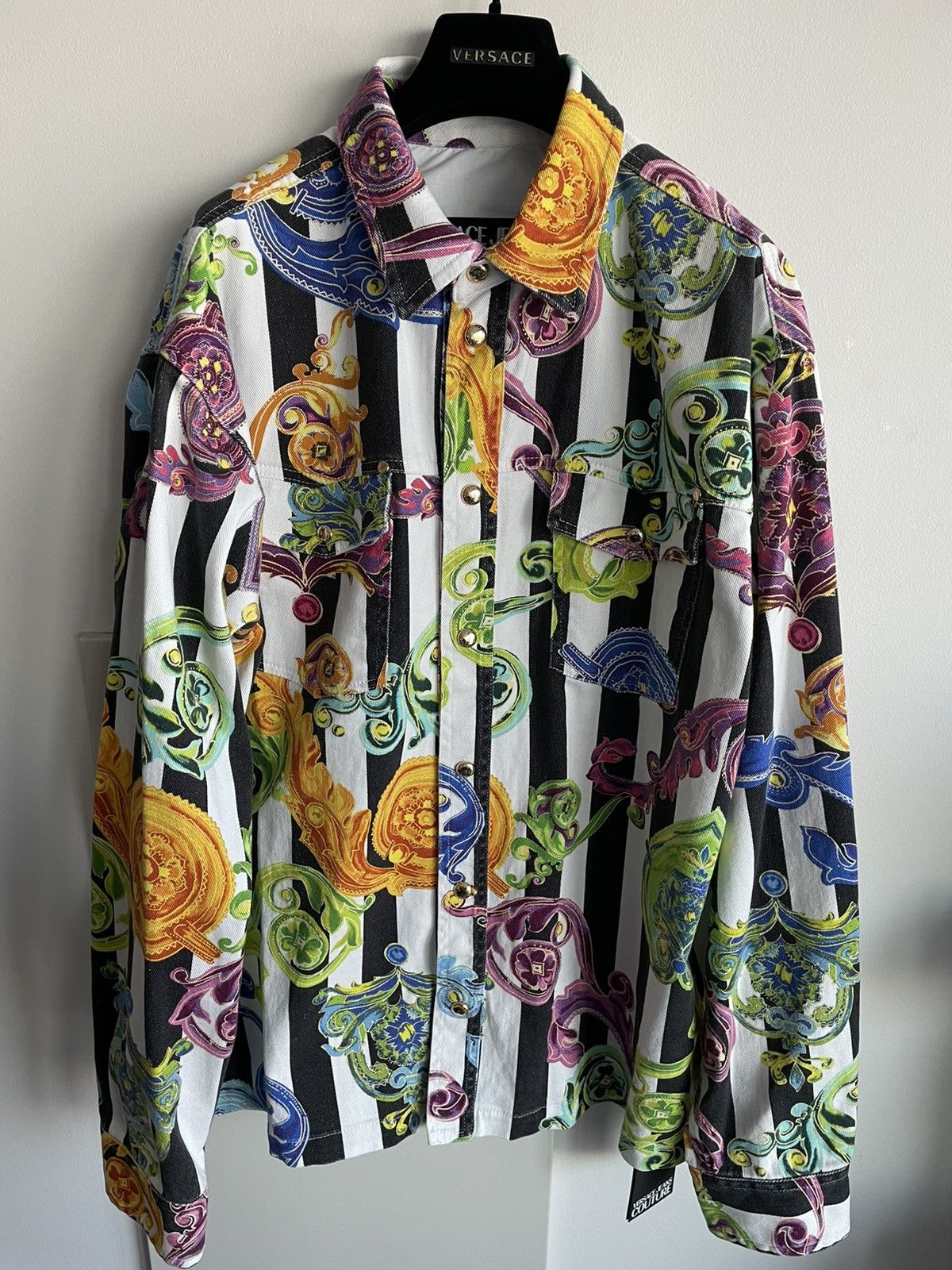 Versace × Versace Jeans Couture × Versus Versace Rare Brand NEW Runway Iconic Versace Print Denim Jacket Size US XL / EU 56 / 4 - 18 Thumbnail