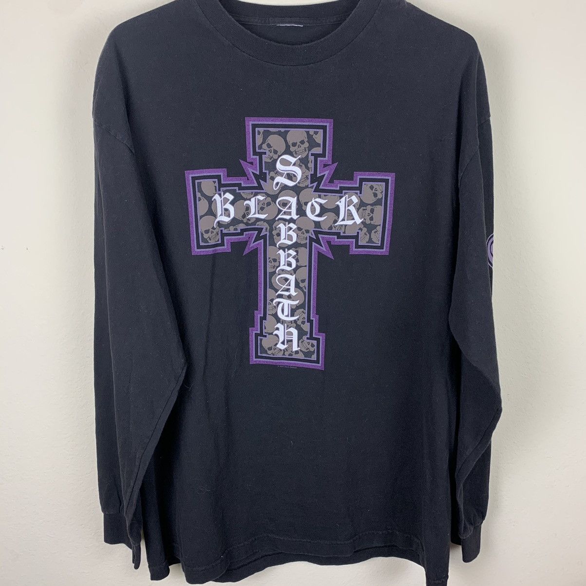 Vintage 2001 Black Sabbath Logo Cross Band Tee Shirt Rare