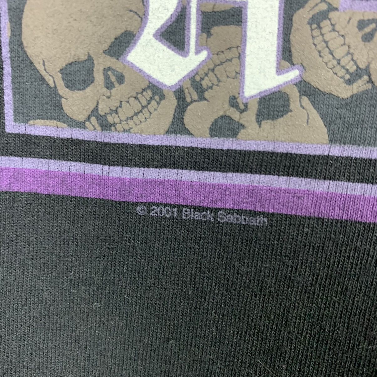Vintage 2001 Black Sabbath Logo Cross Band Tee Shirt Rare