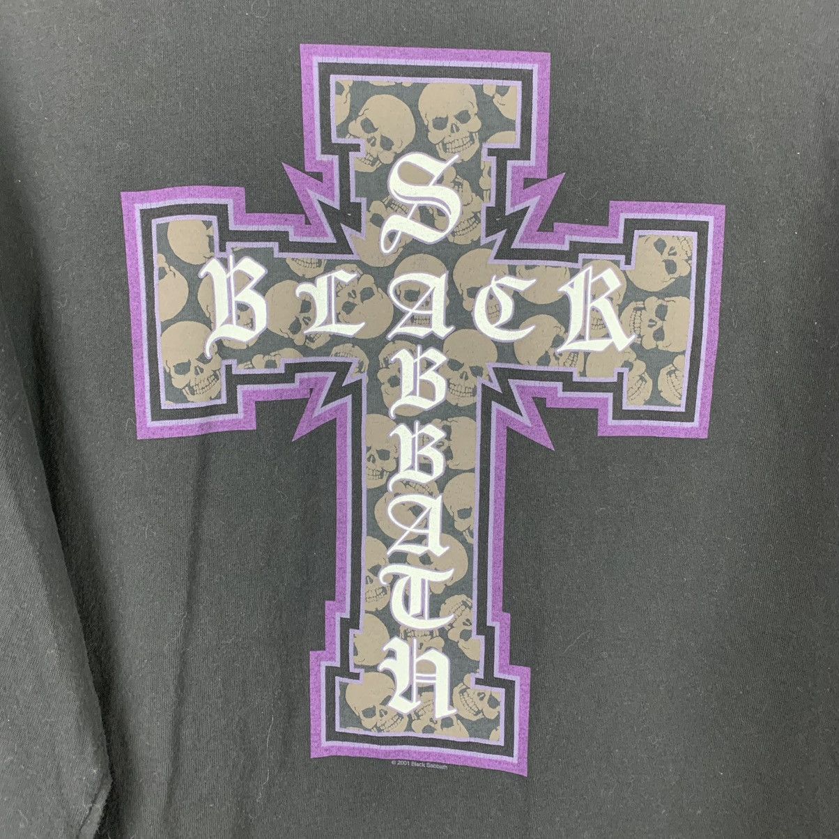 Vintage 2001 Black Sabbath Logo Cross Band Tee Shirt Rare