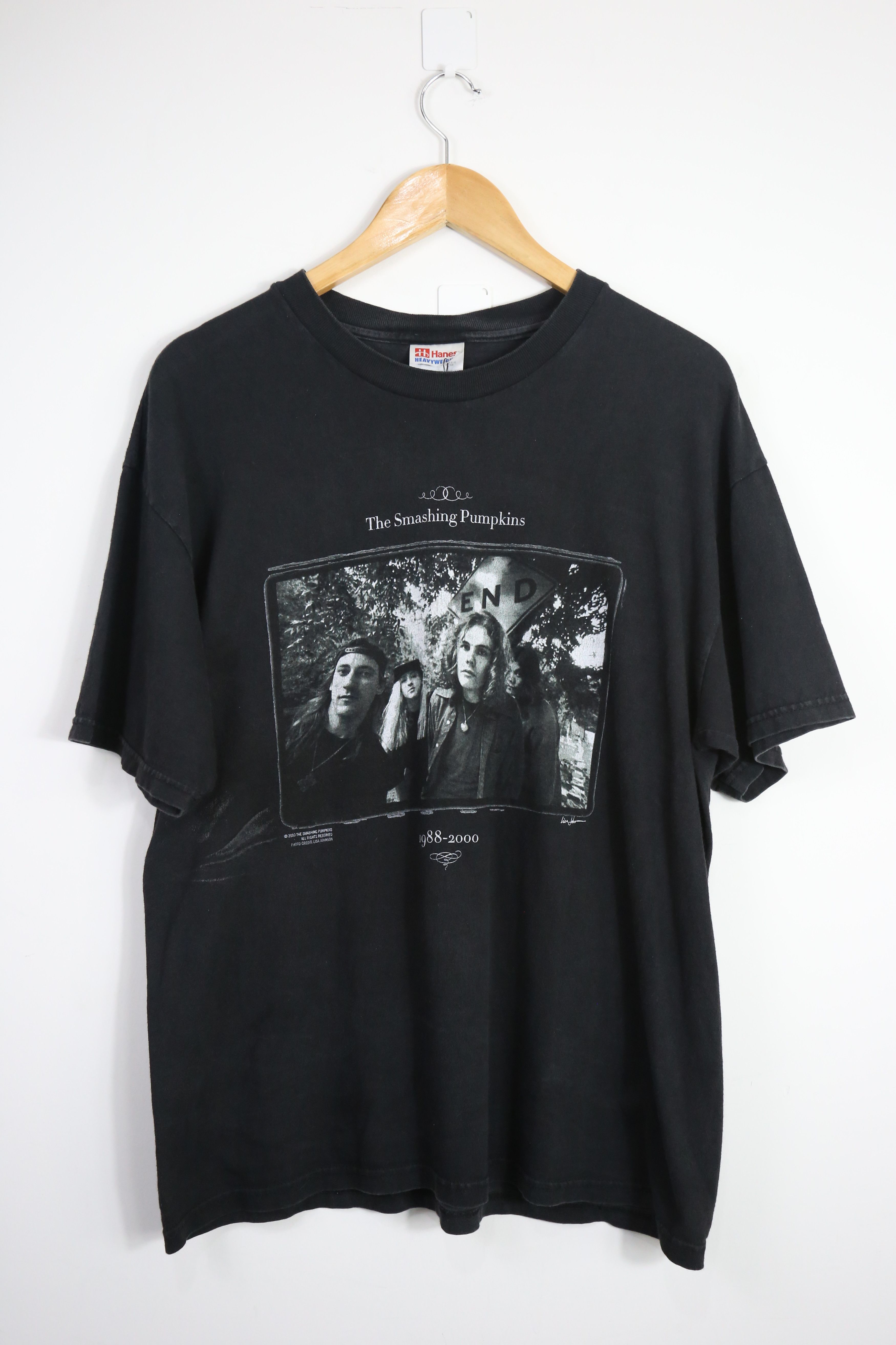 image of American Apparel x Band Tees Gtma352 Vintage Smashing Pumpkins Greatest Hits T-Shirt in Faded Black
