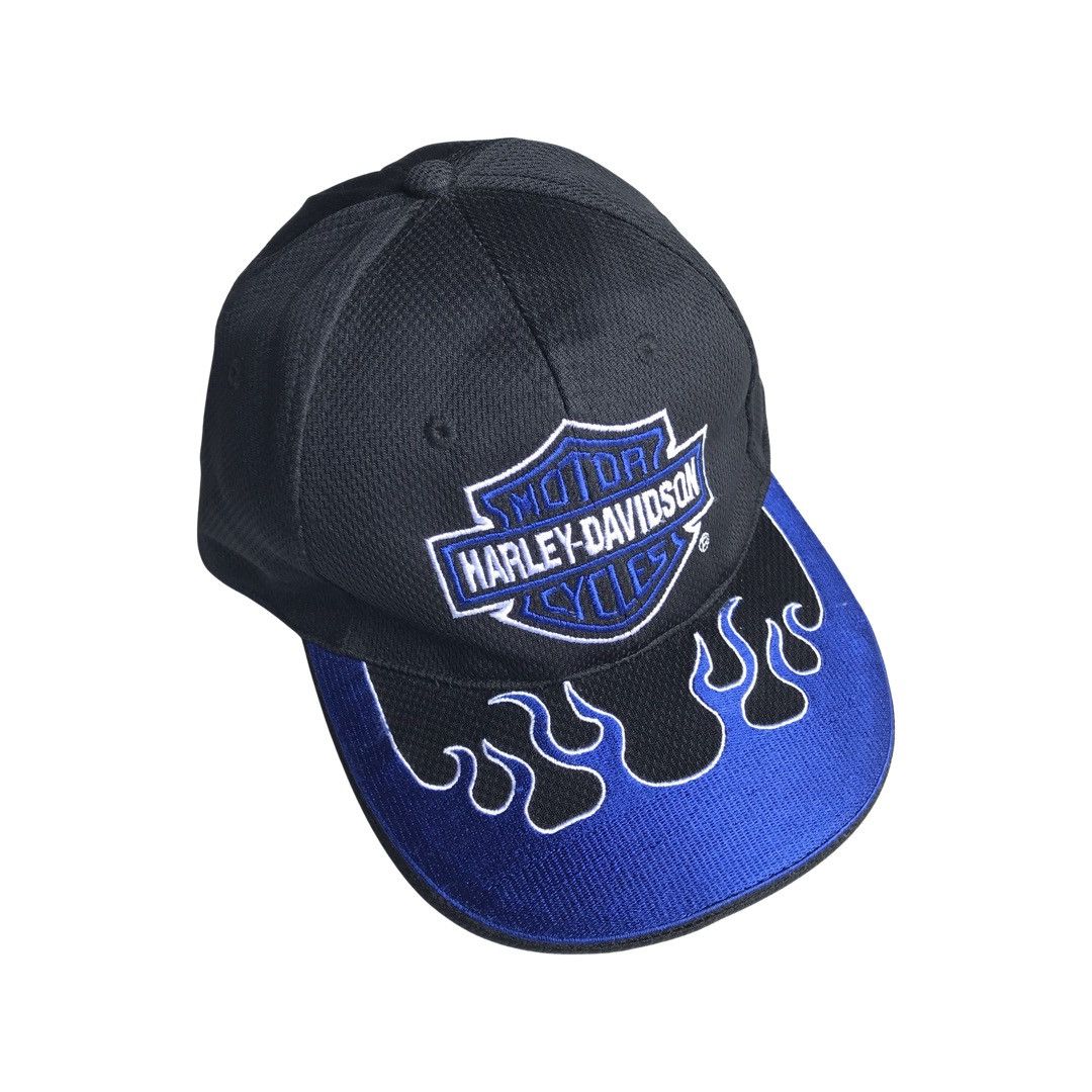 ビンテージ Harley Davidson キャップ フレイムス 炎 USA製 Harley-Davidson Motorcycles Flame Hat/Cap Embroidered Buckle