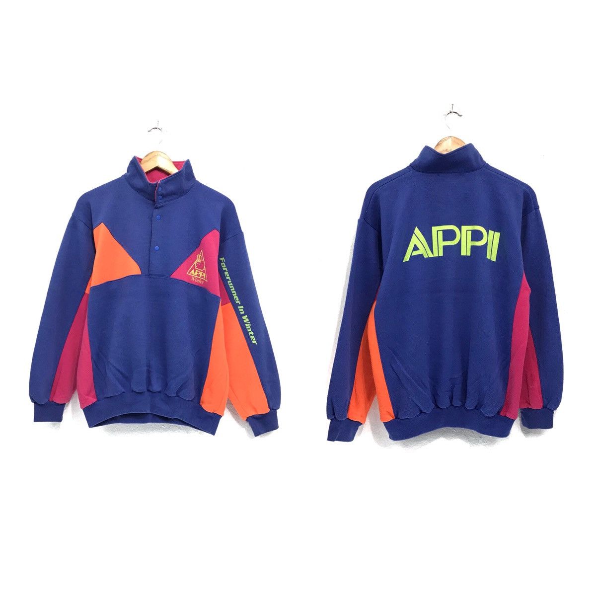 Japanese Brand × Vintage APPI Sweatshirt Half Button APPI Forerunner In Winter Size US M / EU 48-50 / 2 - 1 Thumbnail