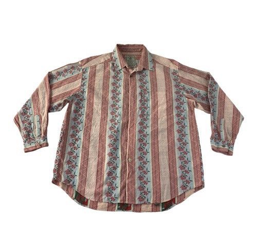 Vintage 90s Forset Bordeaux Gilbey Loudenne Striped Floral Shirt Size US XL / EU 56 / 4 - 1 Thumbnail
