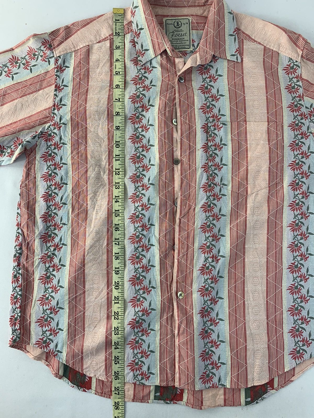 Vintage 90s Forset Bordeaux Gilbey Loudenne Striped Floral Shirt Size US XL / EU 56 / 4 - 7 Thumbnail