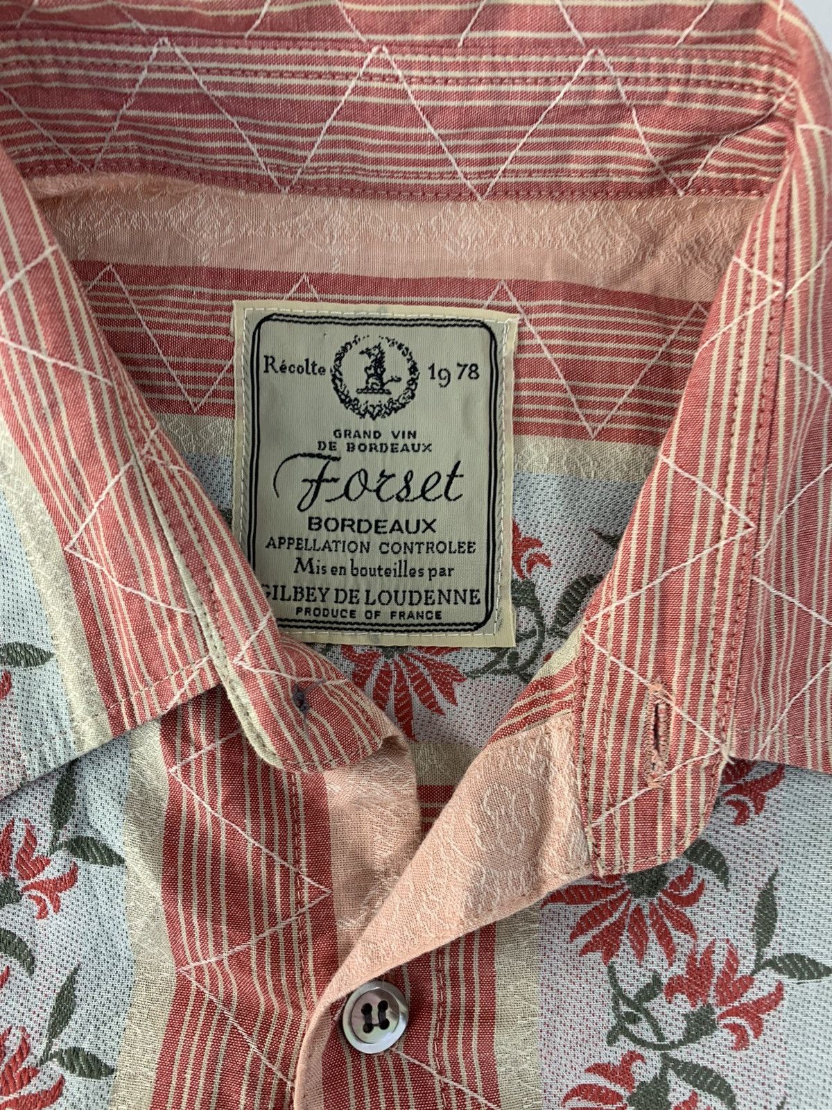 Vintage 90s Forset Bordeaux Gilbey Loudenne Striped Floral Shirt Size US XL / EU 56 / 4 - 5 Thumbnail