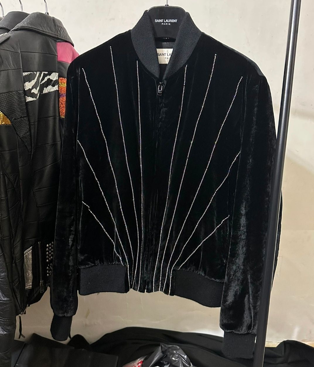 Pre-owned Saint Laurent Autumn/winter Rhinestone Velvet Jacket In Black