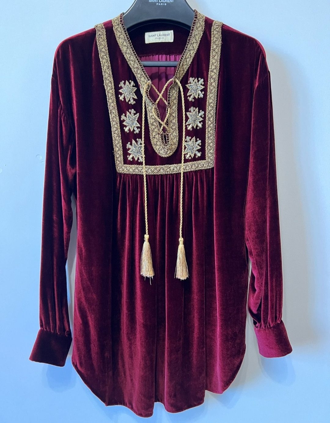 Saint Laurent Paris Saint Laurent 15ss red velvet firework shirt Size US M / EU 48-50 / 2 - 1 Thumbnail
