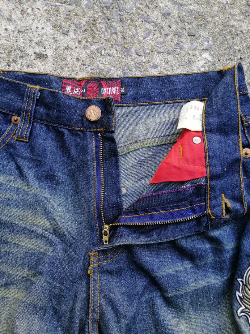 Japanese Brand Oniari Japan Nice Design Embroidered Denim Jeans Size US 33 - 8 Thumbnail