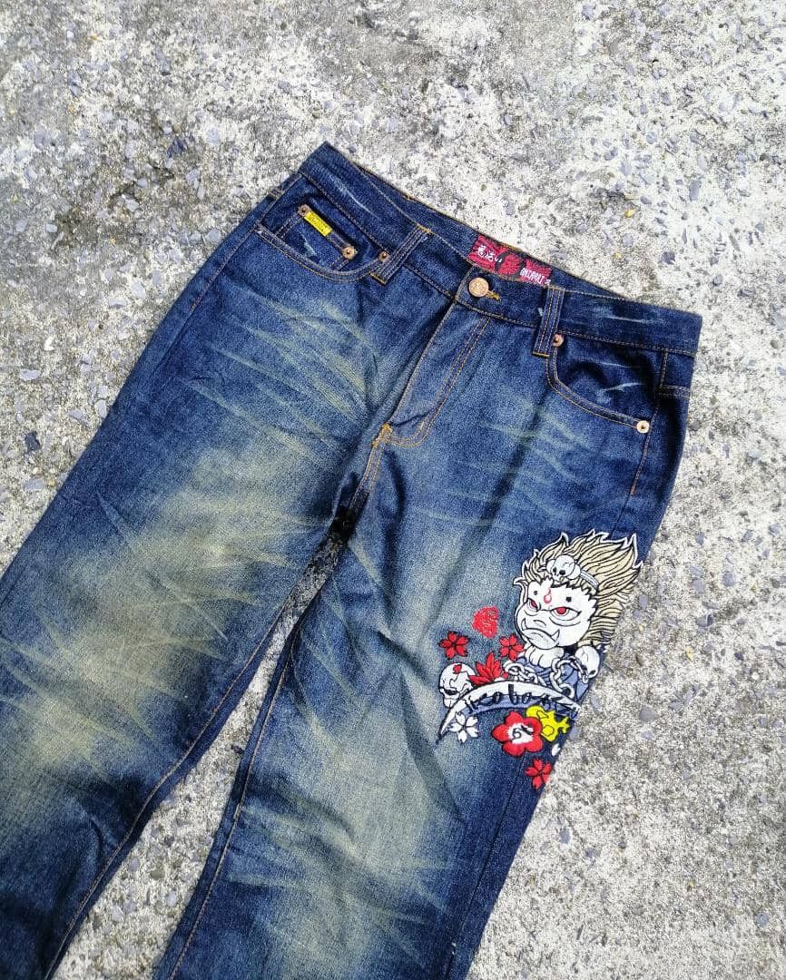 Japanese Brand Oniari Japan Nice Design Embroidered Denim Jeans Size US 33 - 2 Thumbnail