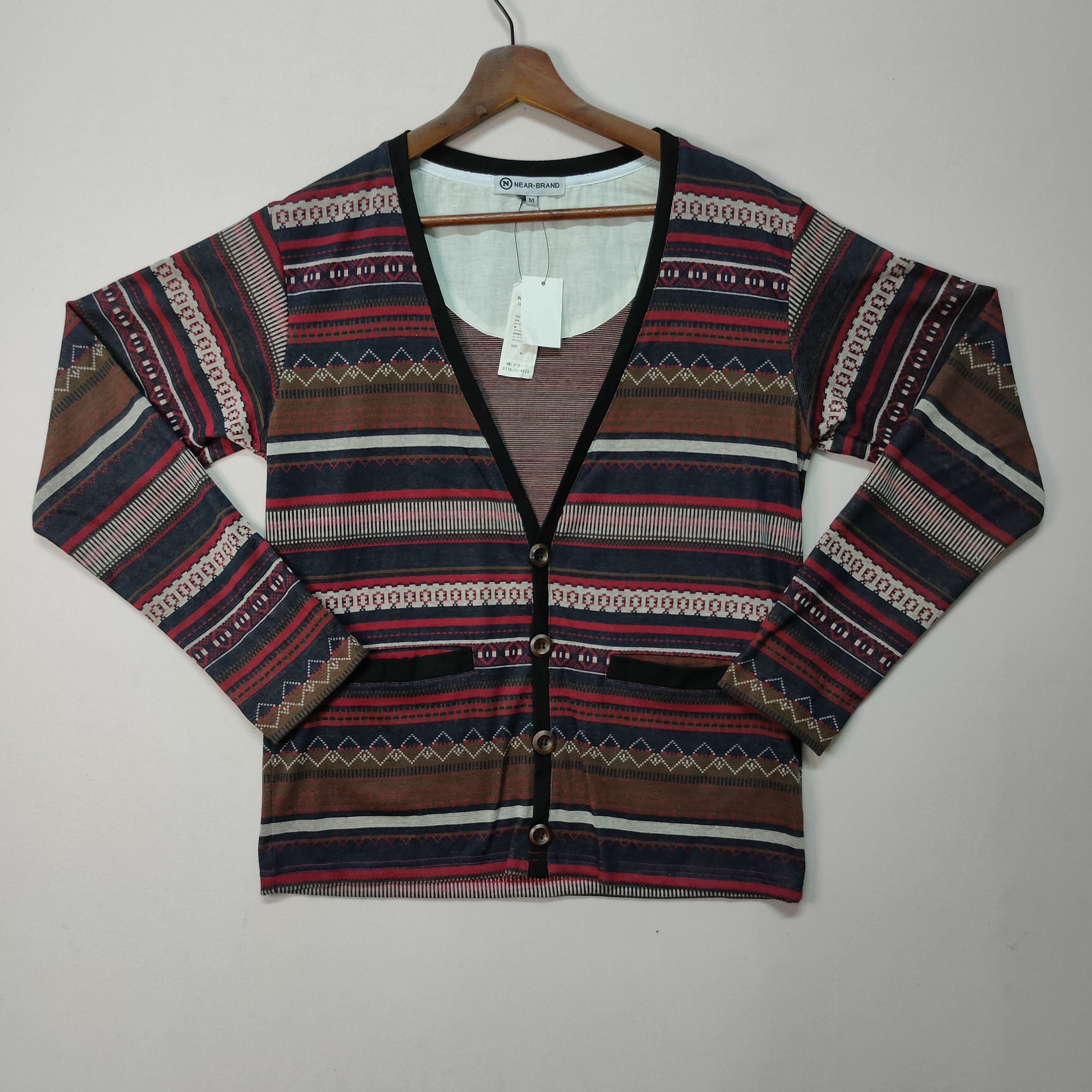 Aran Isles Knitwear Vintage‼️ NEAR.BRAND TRIBAL DESIGN CARDIGAN Japanese Brand Size US M / EU 48-50 / 2 - 1 Thumbnail