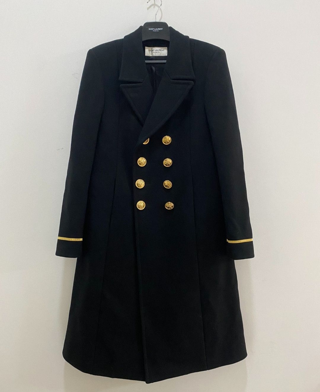 Saint Laurent Wool court coat with gold buttons