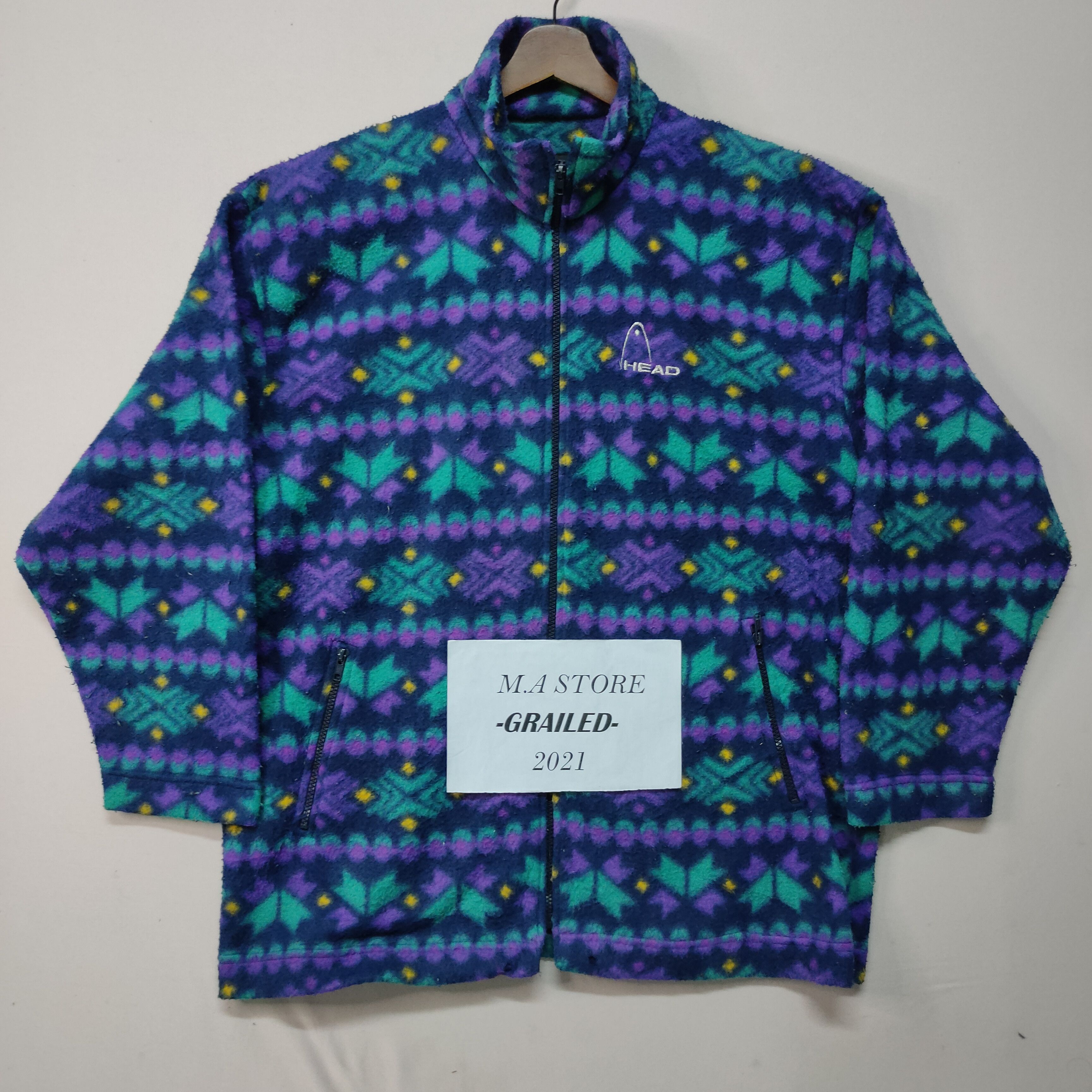 Japanese Brand Vintage Head Motive Zipper Ups Sweater Jacket Size US XL / EU 56 / 4 - 1 Thumbnail