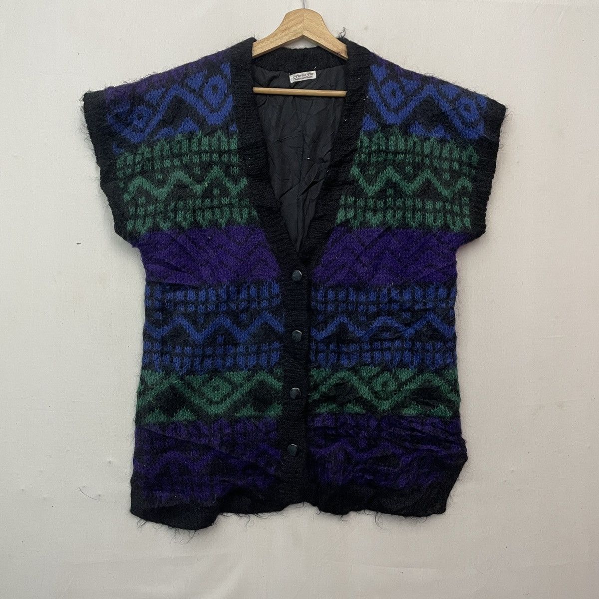 Japanese Brand Vtg Japanese Mohair Shag Shaggy Sleeve Multicolor Cardigan Size US L / EU 52-54 / 3 - 1 Thumbnail