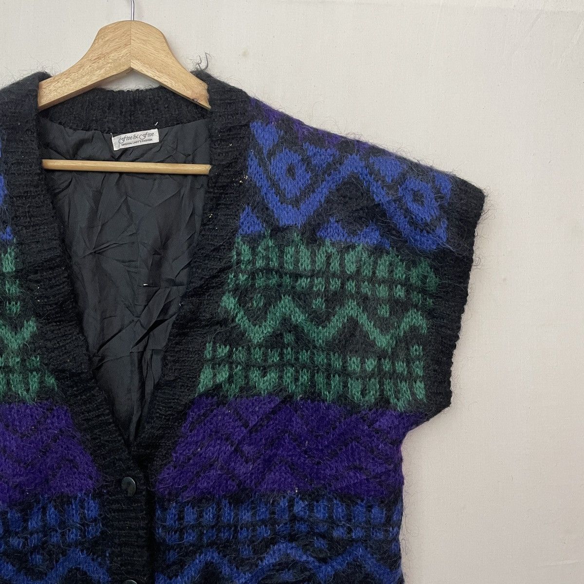 Japanese Brand Vtg Japanese Mohair Shag Shaggy Sleeve Multicolor Cardigan Size US L / EU 52-54 / 3 - 3 Thumbnail