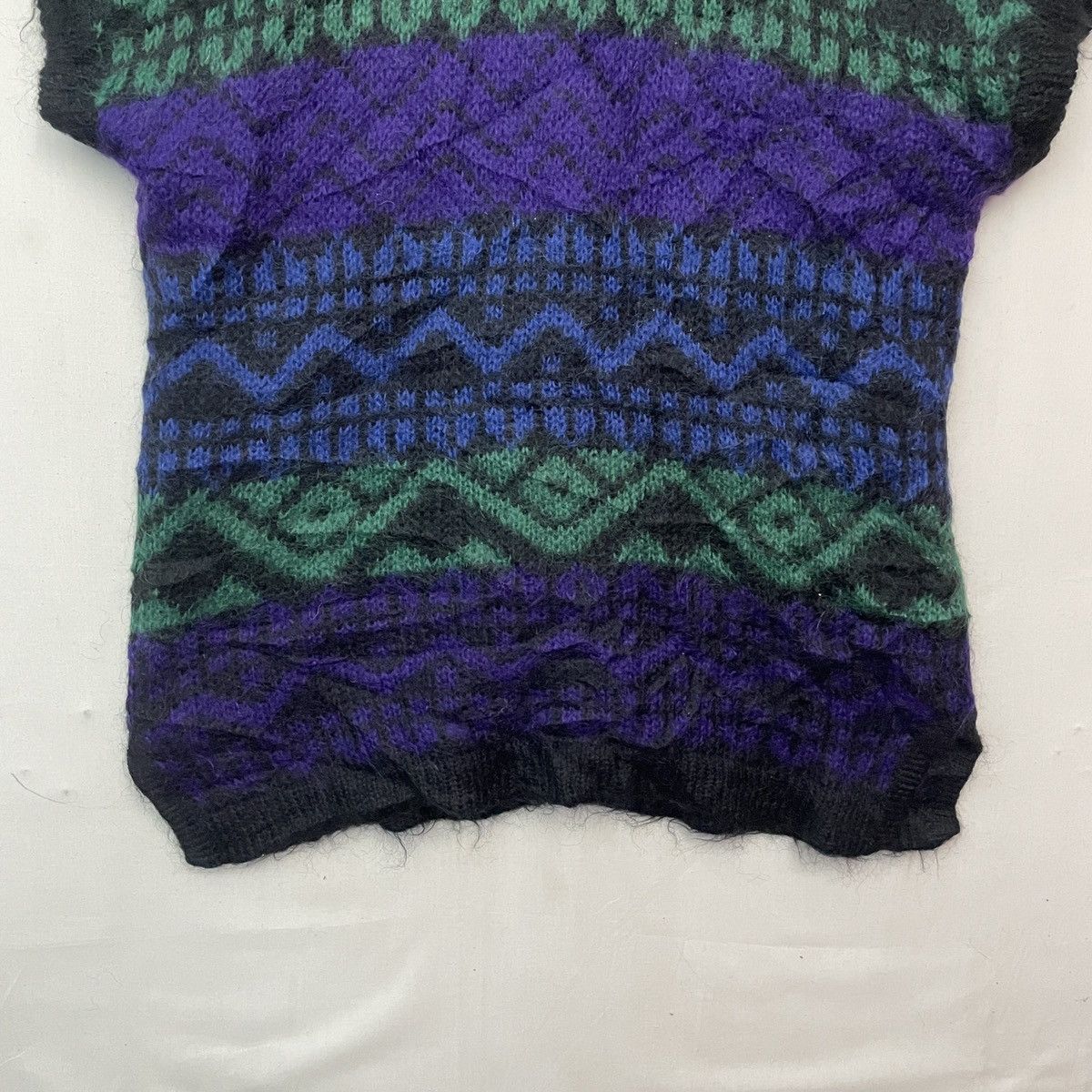 Japanese Brand Vtg Japanese Mohair Shag Shaggy Sleeve Multicolor Cardigan Size US L / EU 52-54 / 3 - 11 Thumbnail