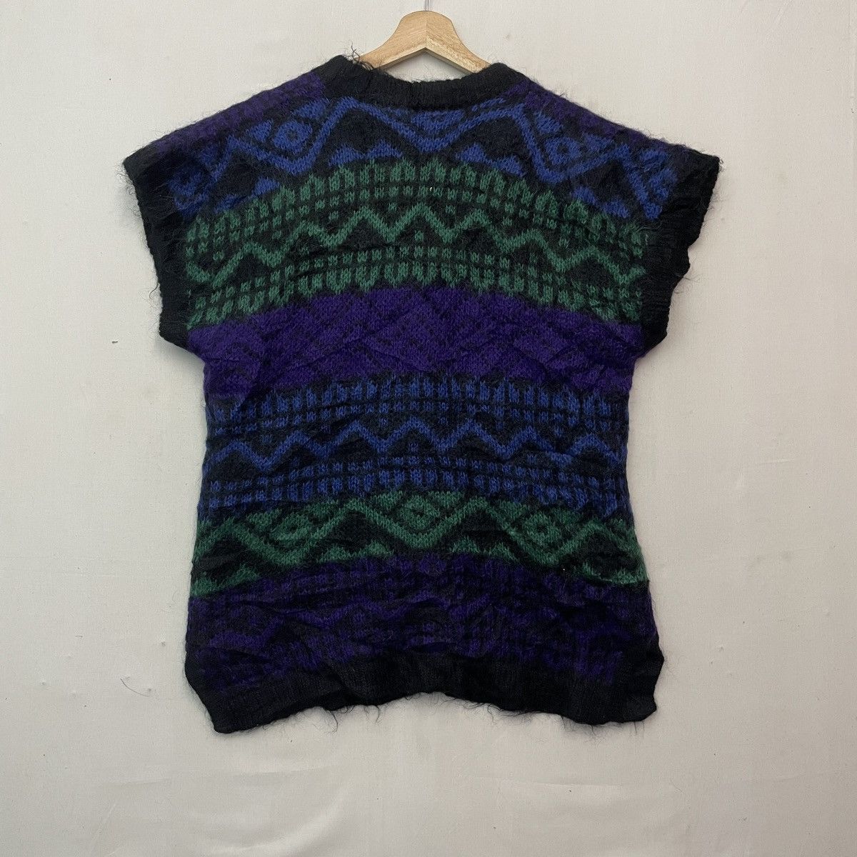 Japanese Brand Vtg Japanese Mohair Shag Shaggy Sleeve Multicolor Cardigan Size US L / EU 52-54 / 3 - 8 Thumbnail