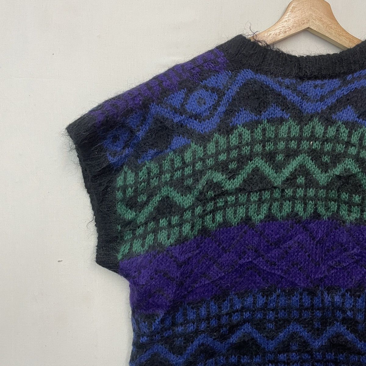 Japanese Brand Vtg Japanese Mohair Shag Shaggy Sleeve Multicolor Cardigan Size US L / EU 52-54 / 3 - 9 Thumbnail