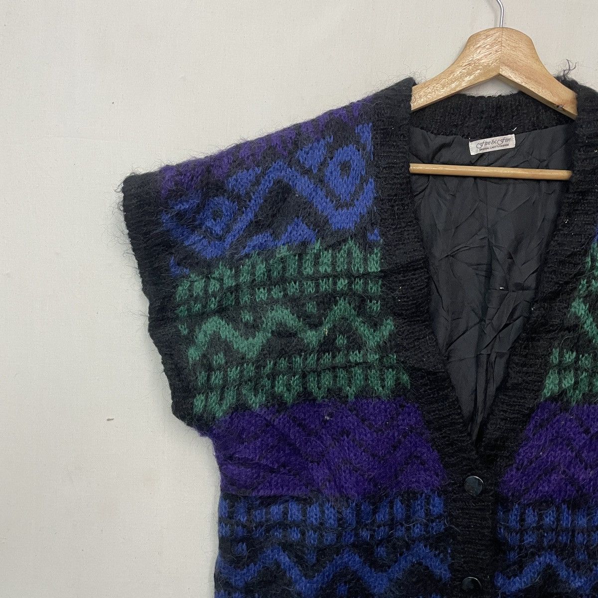 Japanese Brand Vtg Japanese Mohair Shag Shaggy Sleeve Multicolor Cardigan Size US L / EU 52-54 / 3 - 2 Thumbnail