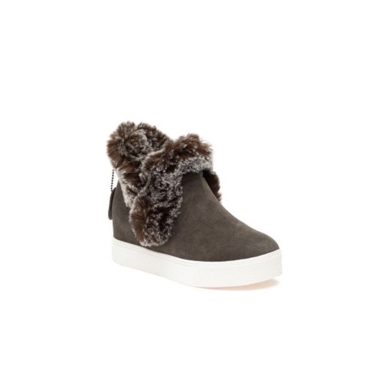 J/Slides Women's Sean Faux Fur Trim Booties Pre Owned